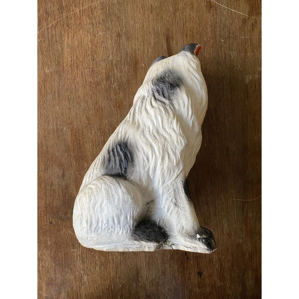 Vtg Chalkware‎ Collie Bank Dog Statue Carnival Fair Prize 11.5